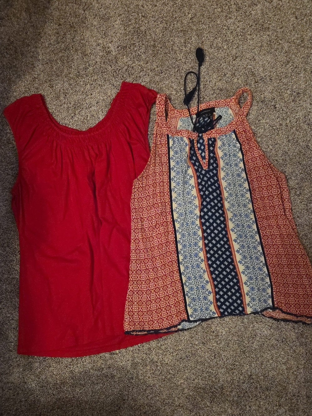 Atmosphere Red & Blue Mixed-Print Sleeveless Tank And Red Tank